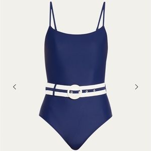 Solid & Striped The Nina Belted Navy One Piece Swimsuit